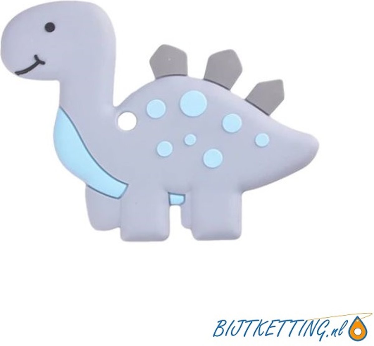 Bijtketting Cartoon Dinosaurus | grijs met blauw